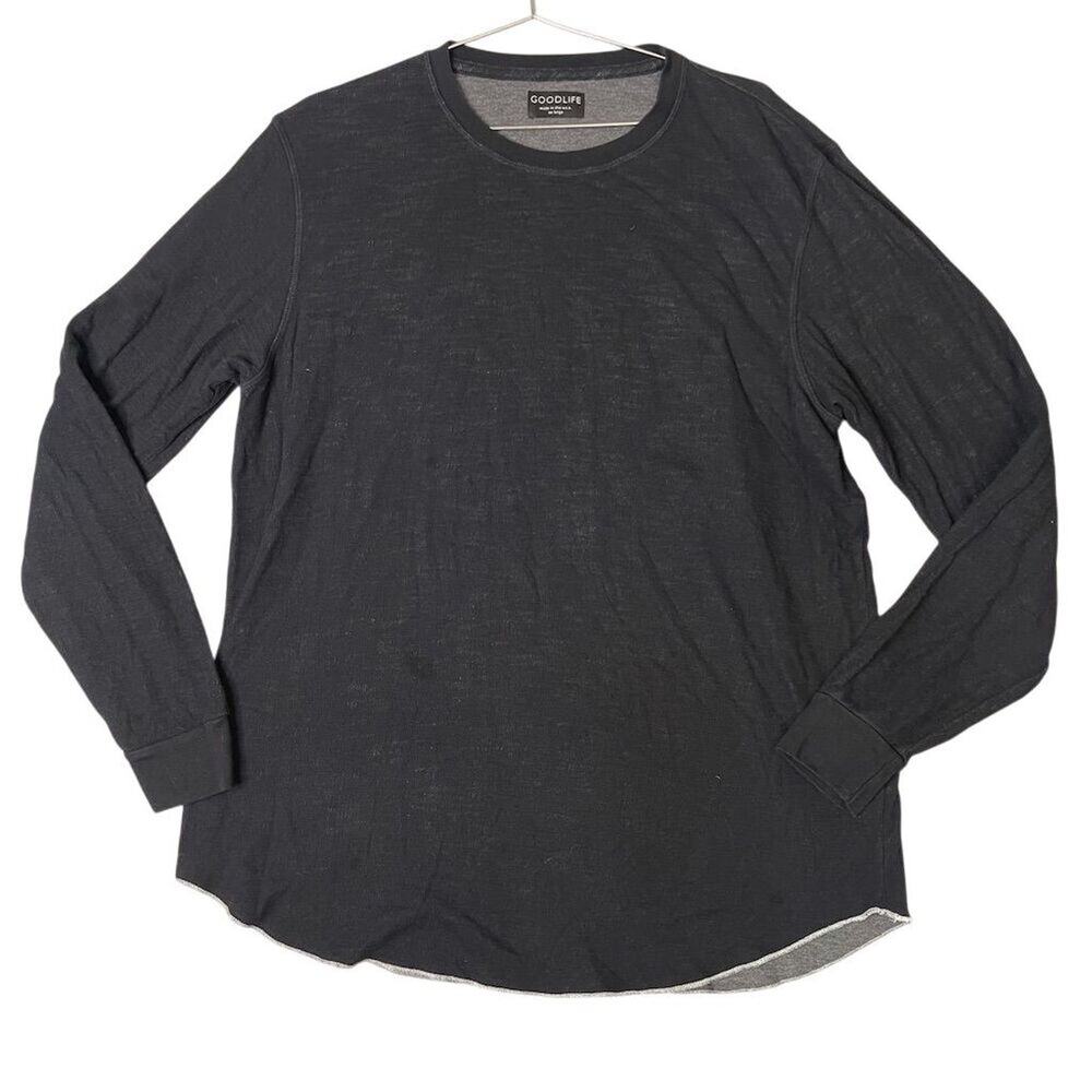 Goodlife Men's 2XL Black/GrayLong Sleeve Crew Neck T-Shirt Solid Casual